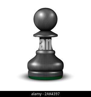 Vector 3d Realistic Black Wooden Chess Pawn Icon Closeup Isolated on White Background. Design Template. Game Concept. Chess, Chessmen. Stock Stock Vector