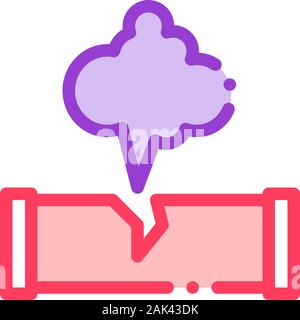 Gaz Pipe Break Pollution Vector Thin Line Icon Stock Vector