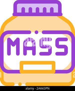 Mass Bottle Sport Nutrition Vector Thin Line Icon Stock Vector
