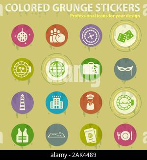 cruise colored grunge icons Stock Vector