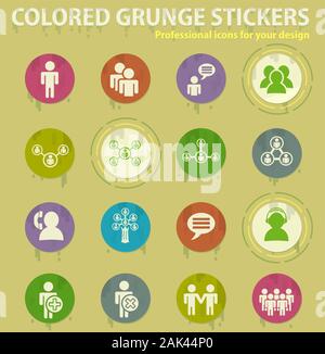 community colored grunge icons Stock Vector