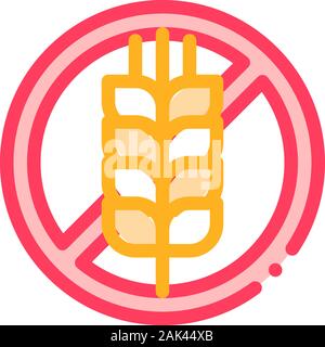 Allergen Free Sign Wheat Vector Thin Line Icon Stock Vector