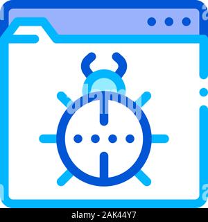 Beetle Bug Code Mistake Or Virus Vector Line Icon Stock Vector