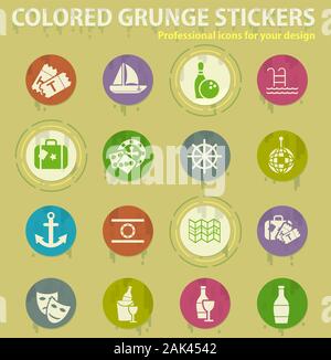 cruise colored grunge icons Stock Vector