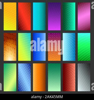Set of eighteen vibrant simple backdrops isolated on black. Vector illustration Stock Vector
