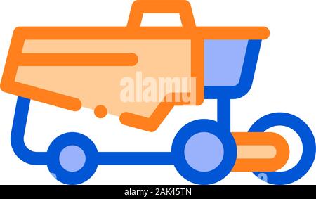 Reaping Harvester Vehicle Vector Thin Line Icon Stock Vector