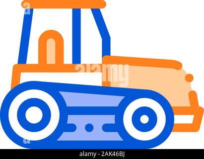 Caterpillar Tractor Vehicle Vector Thin Line Icon Stock Vector