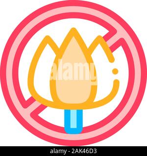 Allergen Free Sign Flower Vector Thin Line Icon Stock Vector