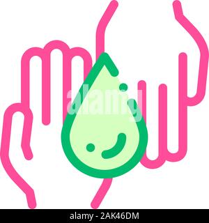 Hands And Drop Moisturizer Vector Thin Line Icon Stock Vector