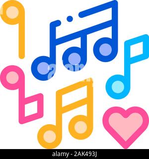Music Notes Wedding Dance Thin Line Vector Icon Stock Vector