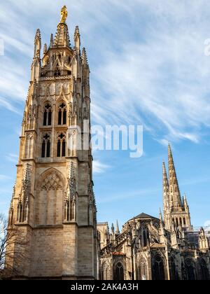 Bordeaux, France. View of the Pey-Berland tower, in the enchanting UNESCO World Heritage city, famous for its fine wines. Stock Photo