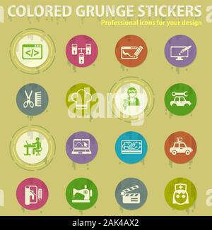 courses colored grunge icons Stock Vector