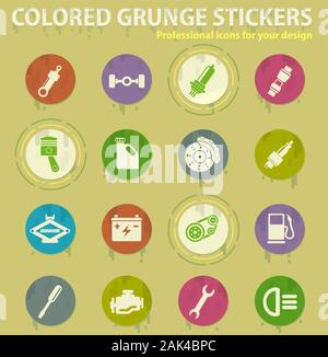 Auto Service colored grunge icons Stock Vector