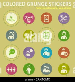 community colored grunge icons Stock Vector