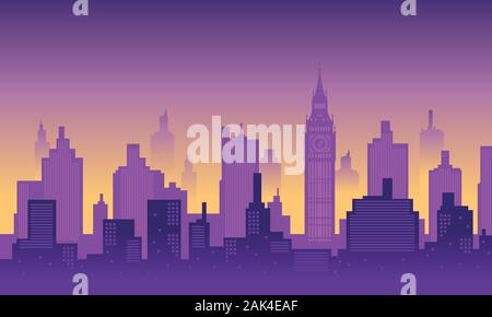 A illustration vector background of City Clock Tower London. Collection city vector Stock Vector