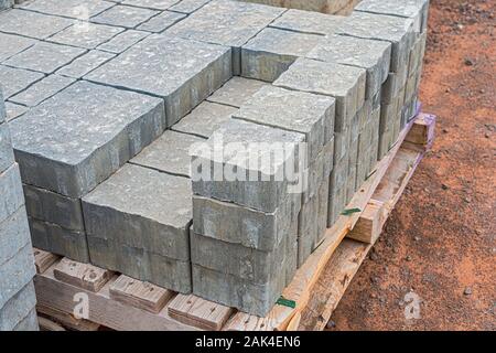 Stacks of stone pavers in a retail setting. Stock Photo