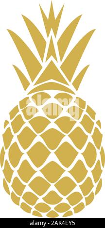 vector illustration of a golden pineapple isolated on white background. Stock Vector