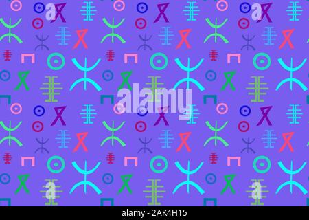 seamless berber alphabet pattern, signs elements, vector illustration Stock Vector