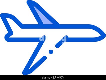 Public Transport Airplane Vector Thin Line Icon Stock Vector