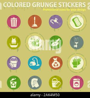 cleaning company colored grunge icons Stock Vector
