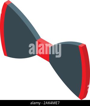 Red black bowtie icon, isometric style Stock Vector