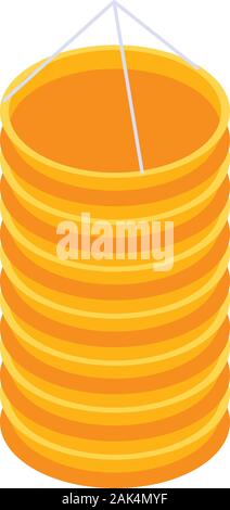 Orange chinese lantern icon, isometric style Stock Vector