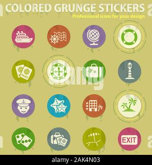 cruise colored grunge icons Stock Vector