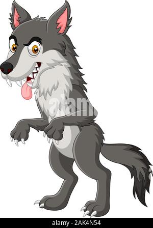 Cartoon angry wolf isolated on white background Stock Vector