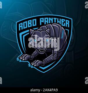 Panther robot mascot logo design Stock Vector