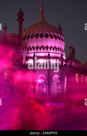 Ice skating at Brighton's royal Pavilion Christmas 2019 Stock Photo