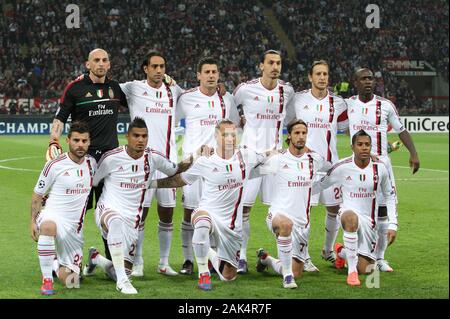 Milano Italy 28/03/2012, 'Giuseppe Meazza' Stadium, Champions League 2011/ 2012 , AC.Milan - FC Barcellona match: the AC Milan team before the match Stock Photo
