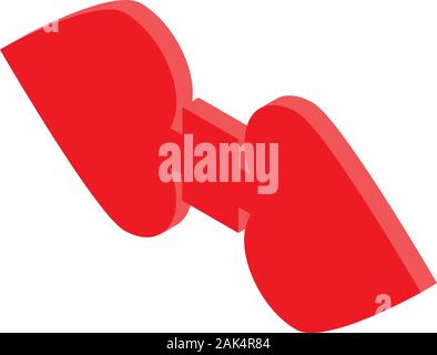 Red bowtie icon, isometric style Stock Vector