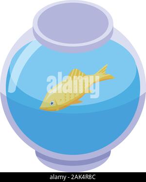 Goldfish in the aquarium icon, isometric style Stock Vector