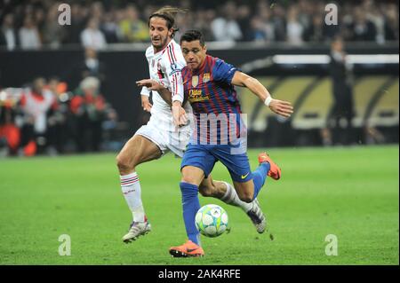 Milano Italy 28/03/2012, 'Giuseppe Meazza' Stadium, Champions League 2011/ 2012 , AC.Milan - FC Barcellona match: Alexis Sánchez in action during the match Stock Photo