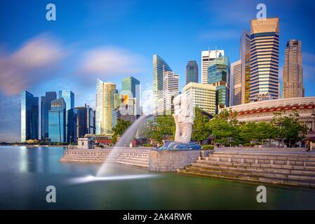singapore city, singapore : June 11,2019: View of business district and Marina bay skyline at sunrise in Singapore