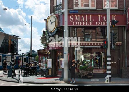 Building in the streets of Amsterdam portraying city life, businessess and housing Stock Photo