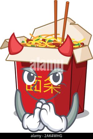 Devil chinese box noodle Cartoon character design Stock Vector