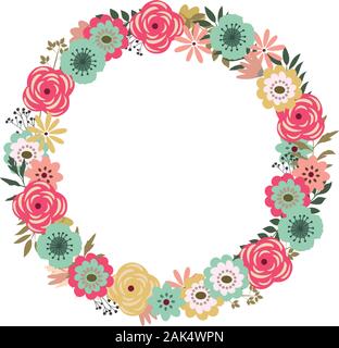 vector illustration of a floral vintage frame. retro flowers background. Stock Vector