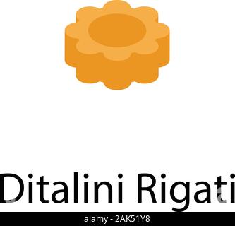 Ditalini rigati pasta icon, isometric style Stock Vector