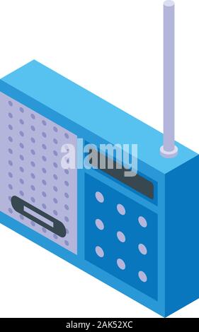 Waves radio icon, isometric style Stock Vector
