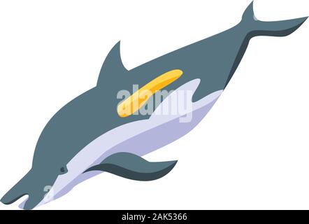 Dolphin whale icon, isometric style Stock Vector