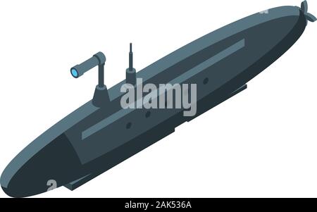 Military submarine icon, isometric style Stock Vector