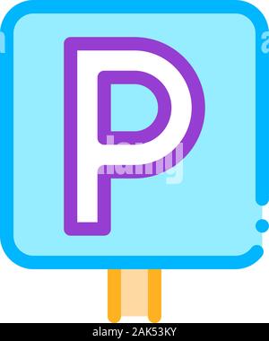Car Parking Sign-board Vector Sign Thin Line Icon Stock Vector