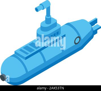 Blue submarine icon, isometric style Stock Vector