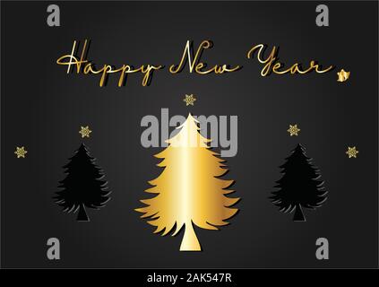Happy new year 2020 gold and black background Stock Vector