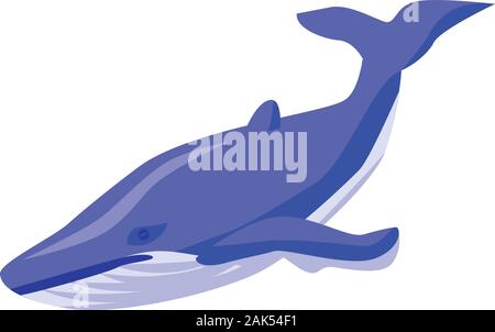 Blue whale icon, isometric style Stock Vector