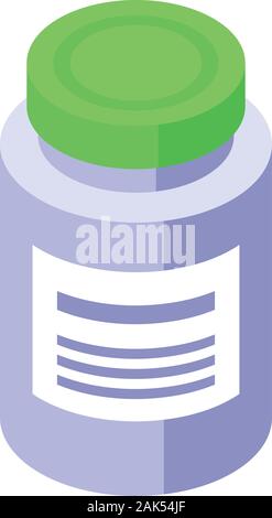 Aloe cream jar icon, isometric style Stock Vector