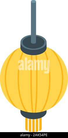Yellow chinese lantern icon, isometric style Stock Vector