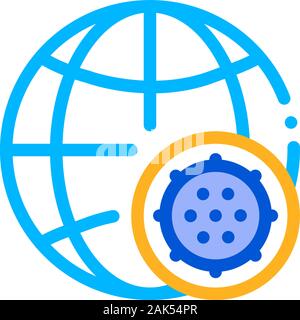 Microscopic Bacterium And Planet Vector Sign Icon Stock Vector
