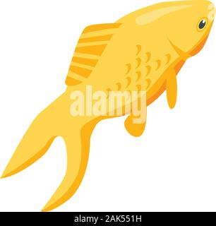 Gold fish icon, isometric style Stock Vector